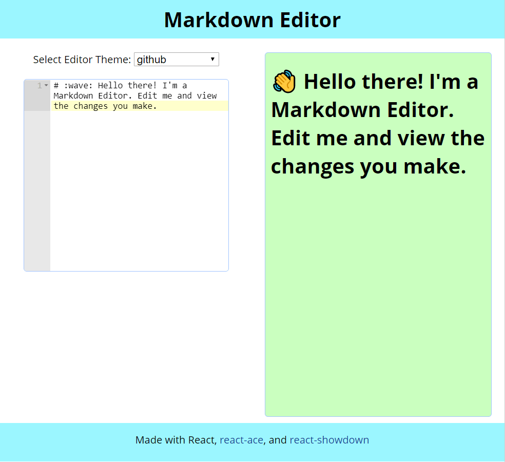 Screenshot of Markdown Editor project